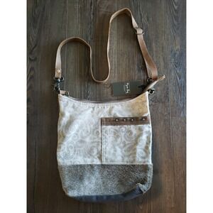 Myra Bag Crossbody Purse Calf Hair And Canvas